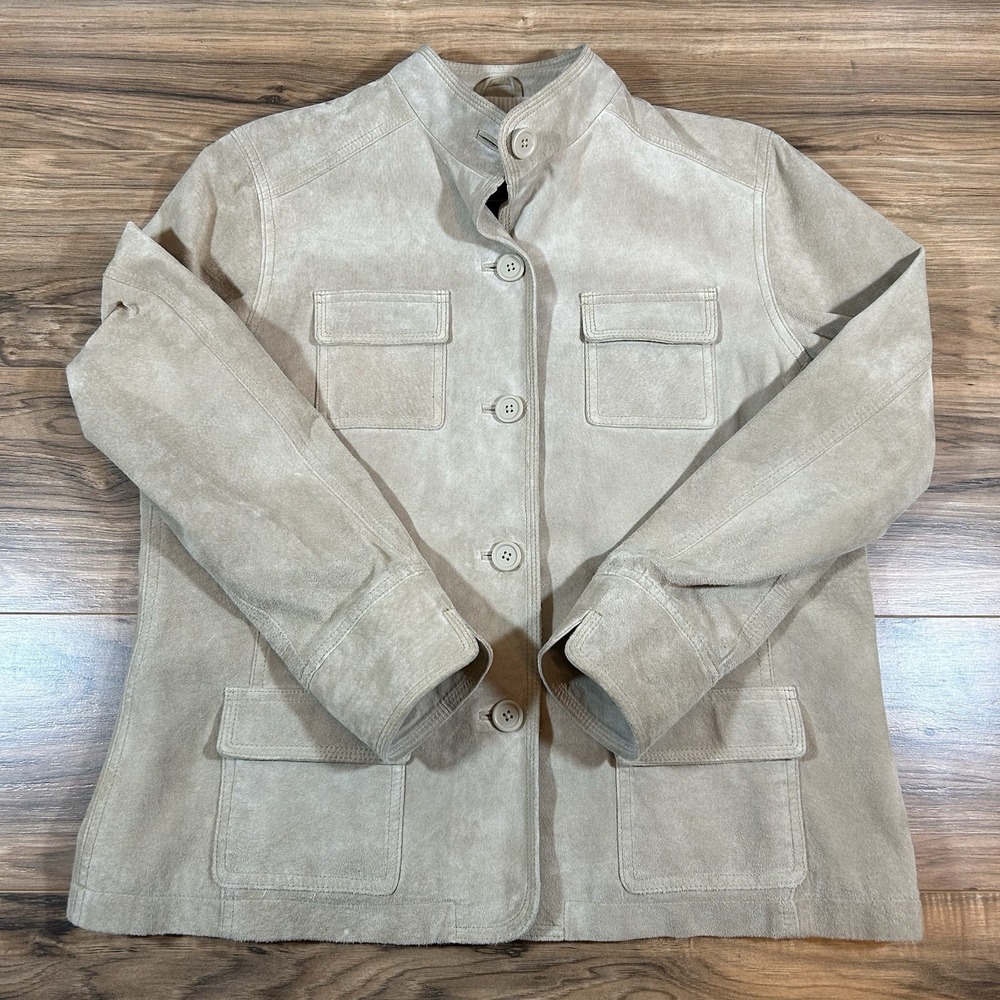 VTG Eddie Bauer XL Seattle Suede |Tan| Big Button Washable Luxury Leather Jacket